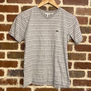 Lacoste gray striped short sleeve shirt size 14